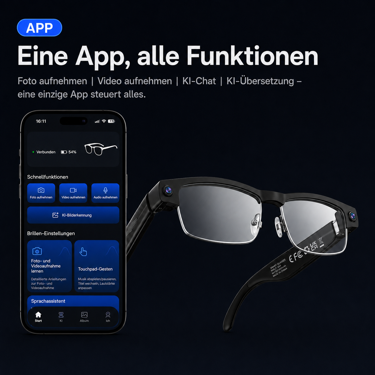 Vexors Pro – KI-Kamera-Brille mit Wechselgläsern